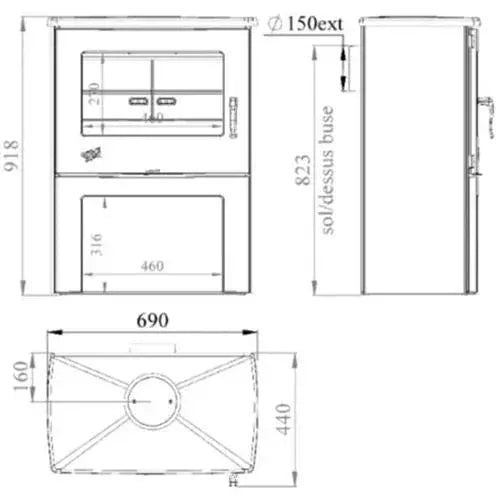 Poêle à bois fonte 8.5kw sahara Godin 362113sahara - STORE COMMERCE