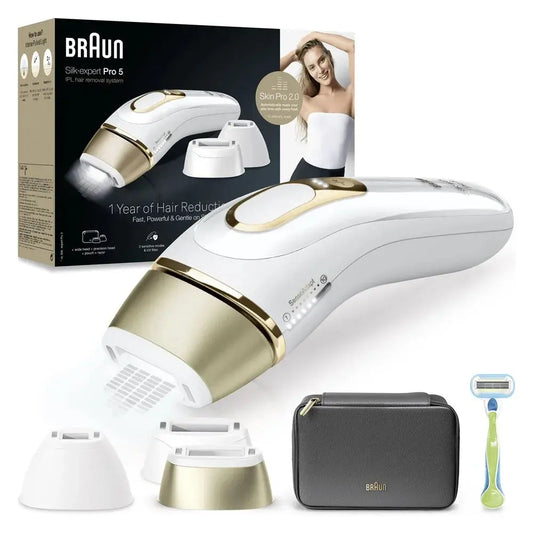 Appareil à Lumière Pulsée Braun Silk expert Pro 5 PL5242 Blanc et Doré - STORE COMMERCE