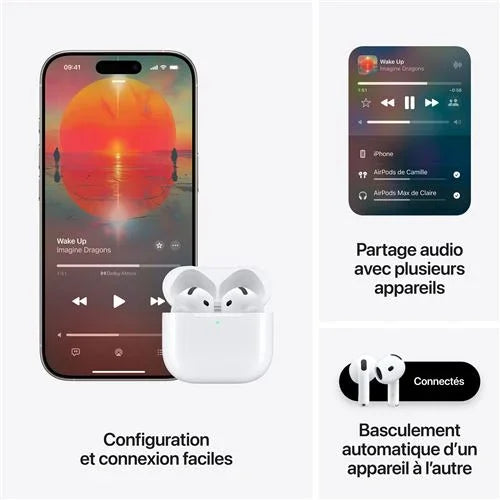 Apple Airpods 4 Blanc avec Boîtier de charge USB‑C Ecouteurs sans fil avec réduction active - STORE COMMERCE