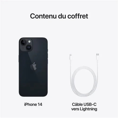 Apple iPhone 14 6.1" 5G Double SIM 128 Go Noir minuit - STORE COMMERCE