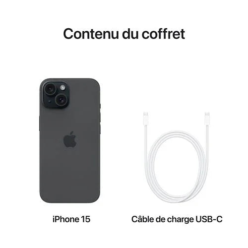Apple iPhone 15 6,1" 5G Double SIM 128 Go Noir - STORE COMMERCE