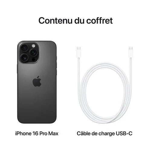 Apple iPhone 16 Pro Max 6,9" 5G 256 Go Double SIM Noir Titane - STORE COMMERCE