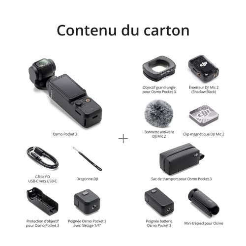 Caméra sport Dji Osmo Pocket 3 Creator Combo Noir - STORE COMMERCE
