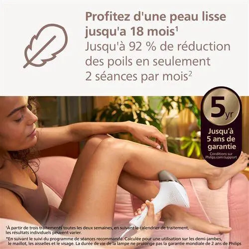 Épilateur à lumière pulsée Philips Lumea série 8000 SenseIQ BRI945 Blanc et Rose - STORE COMMERCE