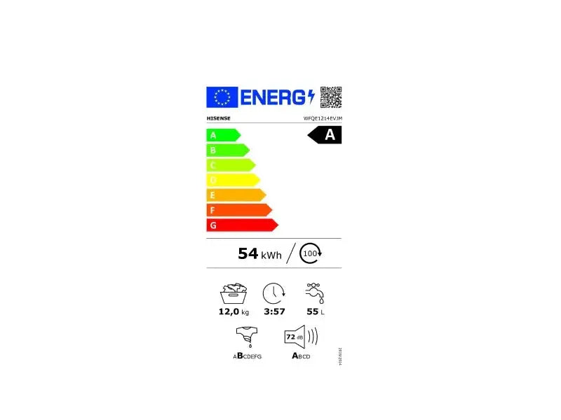 Lave linge ouverture hublot HISENSE WFQE1214EVJM 12.0 kg 1400.0 trs/min profondeur 66.0 cm - STORE COMMERCE