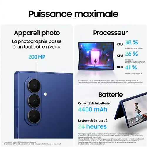Smartphone Samsung Galaxy Z Fold7 8" 5G Double nano SIM 512 Go Bleu nuit STORE COMMERCE