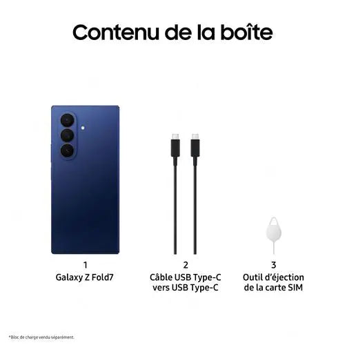 Smartphone Samsung Galaxy Z Fold7 8" 5G Double nano SIM 512 Go Bleu nuit STORE COMMERCE